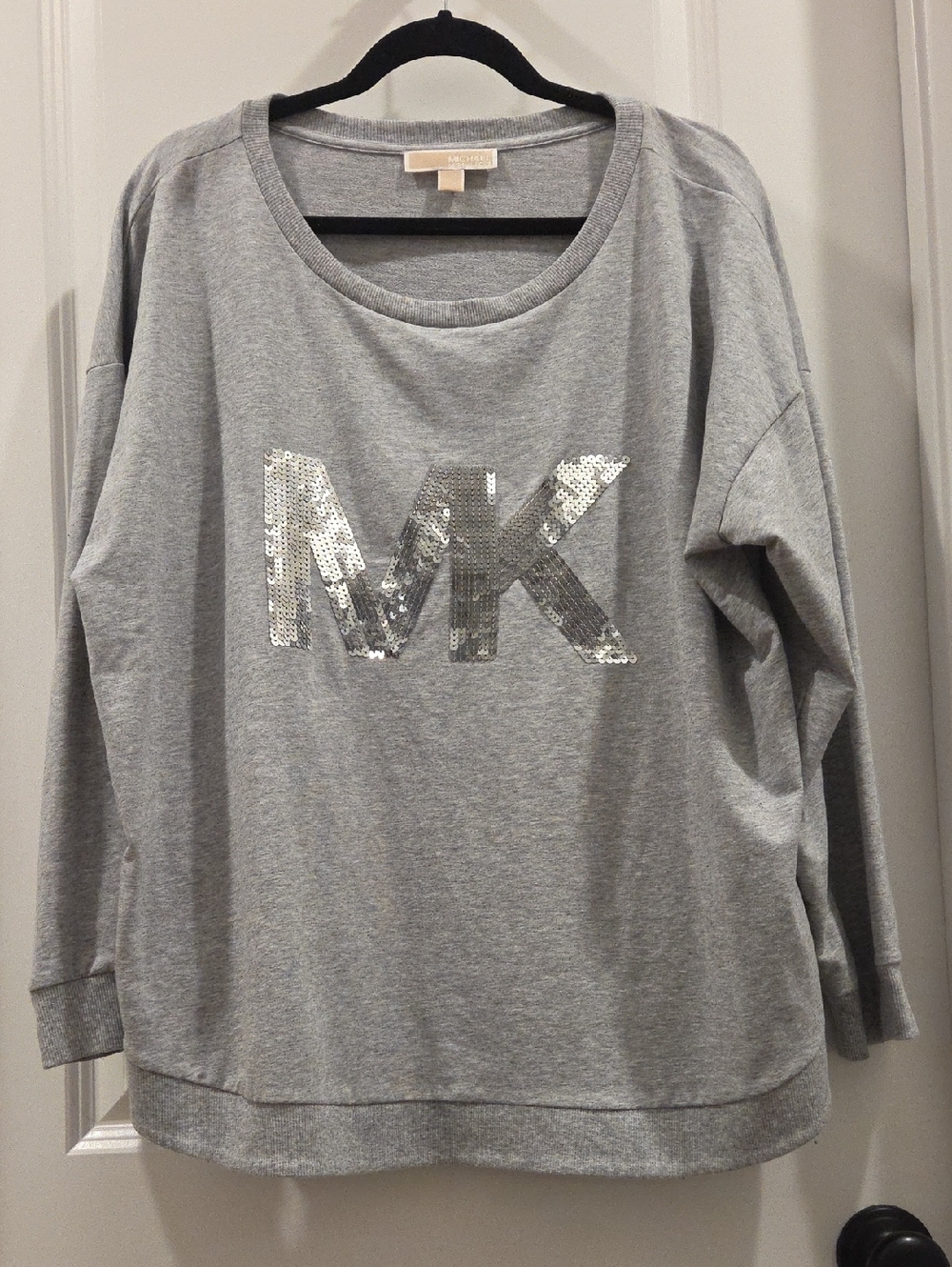 Michael Kors Gray Sweatshirt with Silver Sequin MK Logo